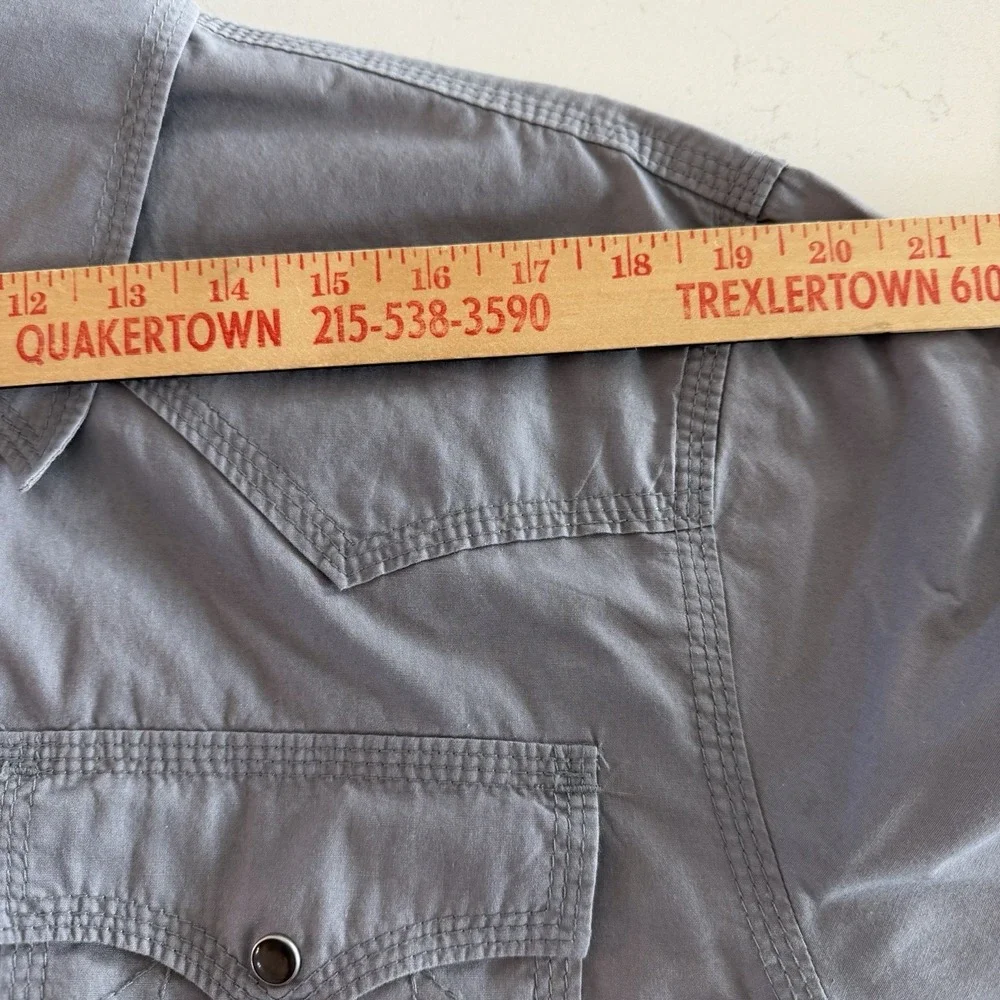 True Religion Western Men's Shirt XXXL Gray‎ Pearl Snap Cowboy Rodeo Cotton